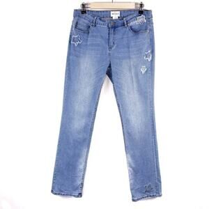 For The Republic Star Patch Distressed Denim Light Wash Jeans Women's 8